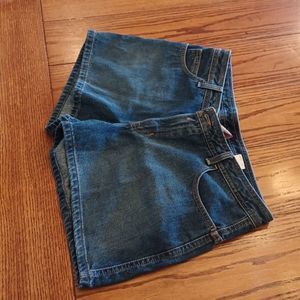Vintage OLD NAVY BLUE JEANS Shorts Size 12- Made Mexico- Tulip Poket